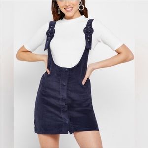 Forever 21 Dark Blue Corduroy Button Skirt Jumper